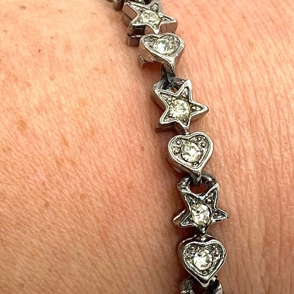 Bracelet Tennis Stars Hearts Rhinestones 7.25” - Picture 7 of 10